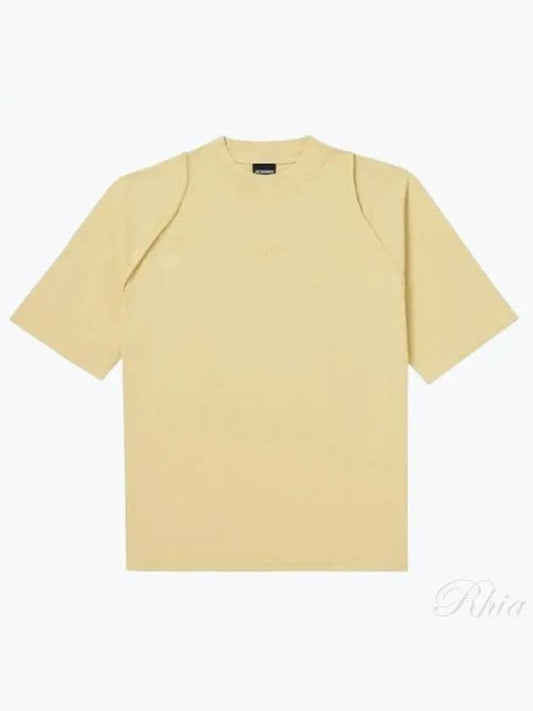 Camargue Embroidered Logo Cotton Short Sleeve T-shirt Light Yellow - JACQUEMUS - BALAAN 2