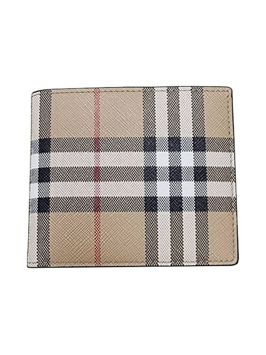 Check Pattern Half Halfwallet Beige - BURBERRY - BALAAN.