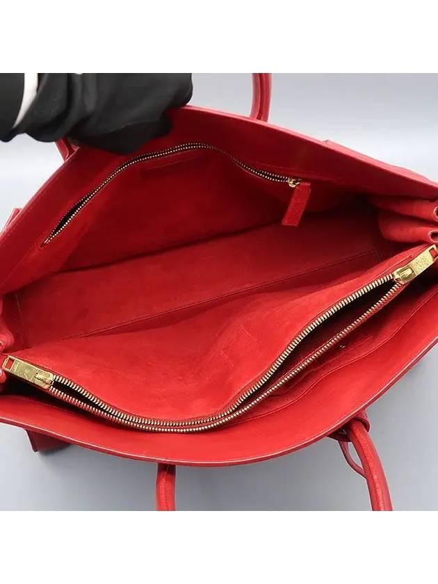 319910 Red leather gold logo printing Sac Dejour L size tote bag - SAINT LAURENT - BALAAN 5