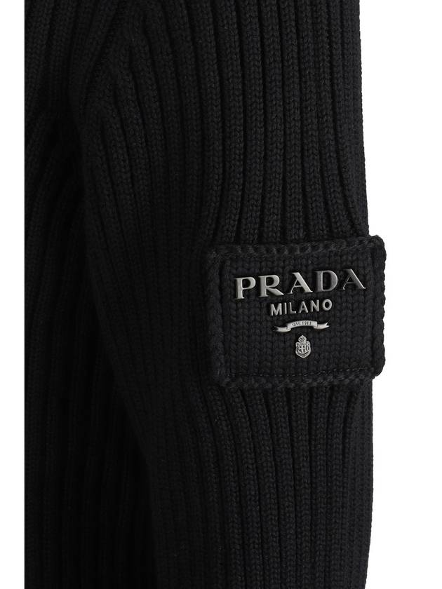 Knit logo patch wool mock turtleneck black - PRADA - BALAAN 4