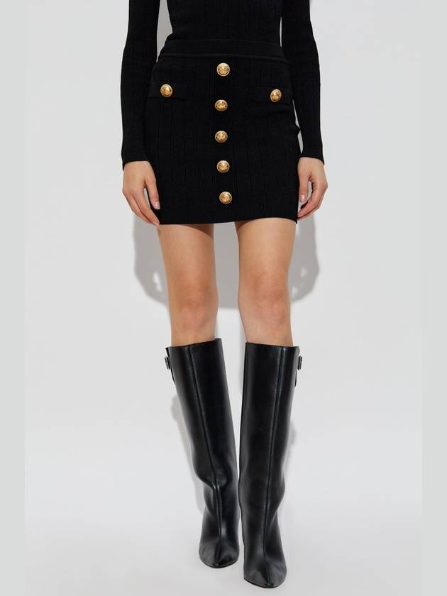 Balmain Skirt With Decorative Buttons, Women's, Black - BALMAIN - BALAAN 3