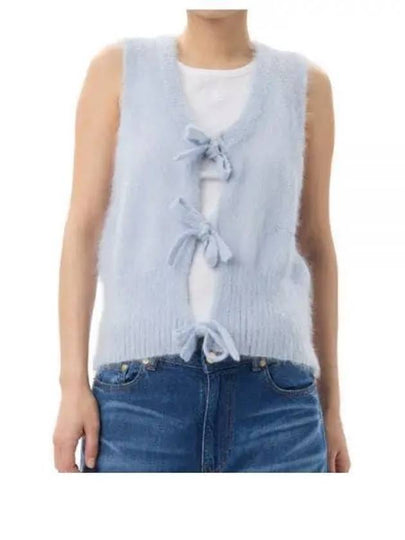 Tie String Light Mohair Vest Heather - GANNI - BALAAN 2