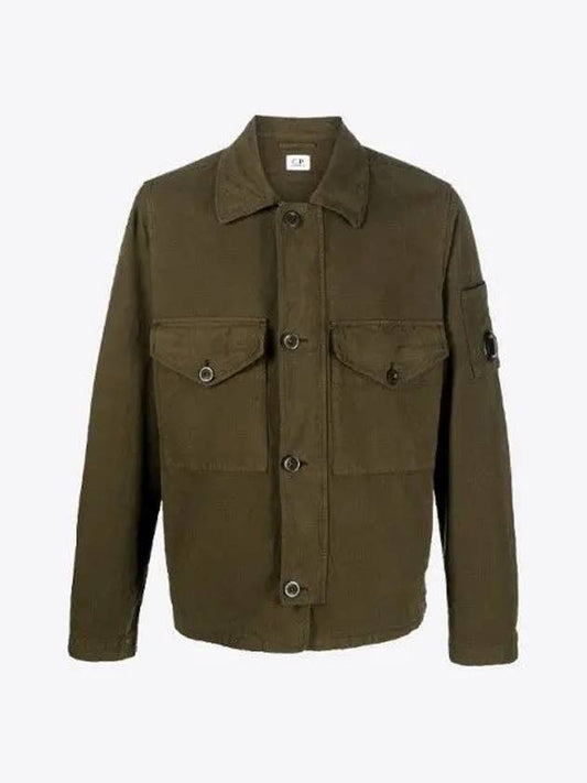 Lens Wappen Two Pocket Collar Cotton Jacket Green - CP COMPANY - BALAAN 2