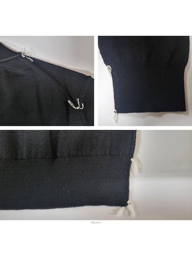 Back Stitch Crew Neck Wool Knit Top Black - MAISON MARGIELA - BALAAN 5