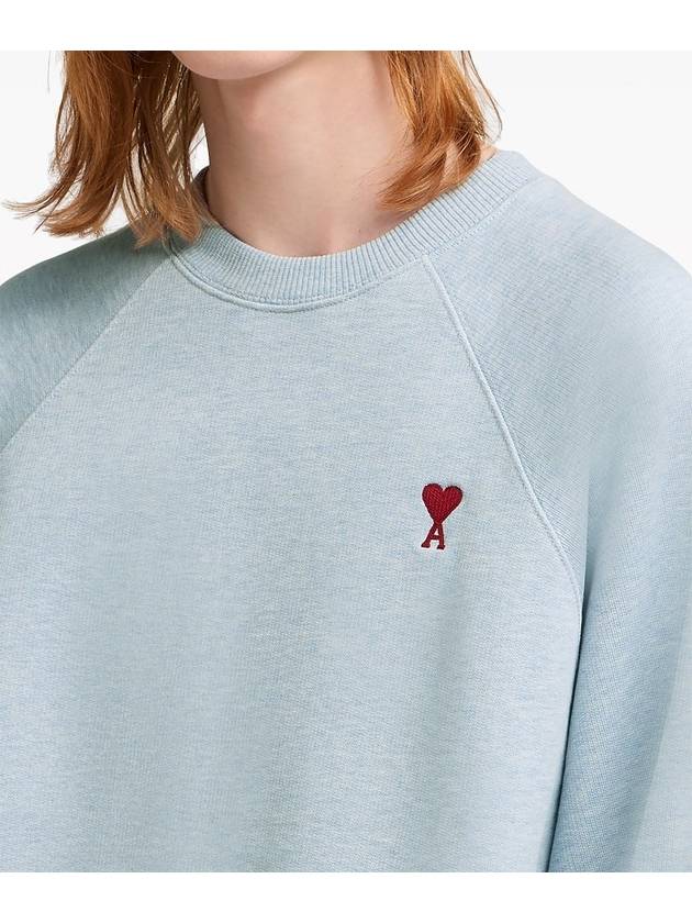 Cotton Heart Logo Sweatshirt Blue - AMI - BALAAN 5