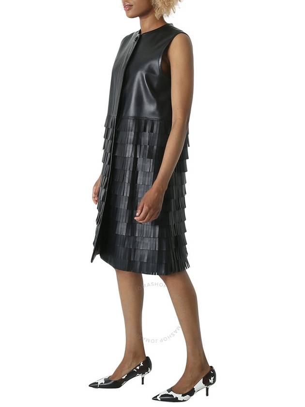 Burberry Ladies Black Leather Fringed Shift Dress, Brand Size 10 (US Size 8) - BURBERRY - BALAAN 3