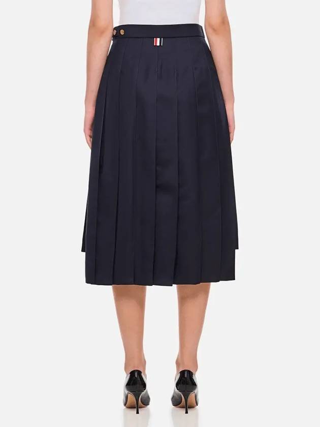 Super 120S Twill Below Knee Pleated Skirt Navy - THOM BROWNE - BALAAN 3