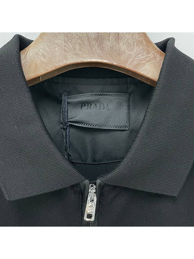 Pique Re-Nylon Details Polo Shirt Black - PRADA - BALAAN 8