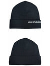 Embroidered Logo Ribbed Knit Beanie Black - ACNE STUDIOS - BALAAN 6