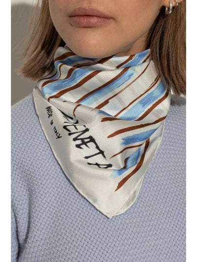 Bottega Veneta Silk Scarf With Striped Pattern, Women's, White - BOTTEGA VENETA - BALAAN 2