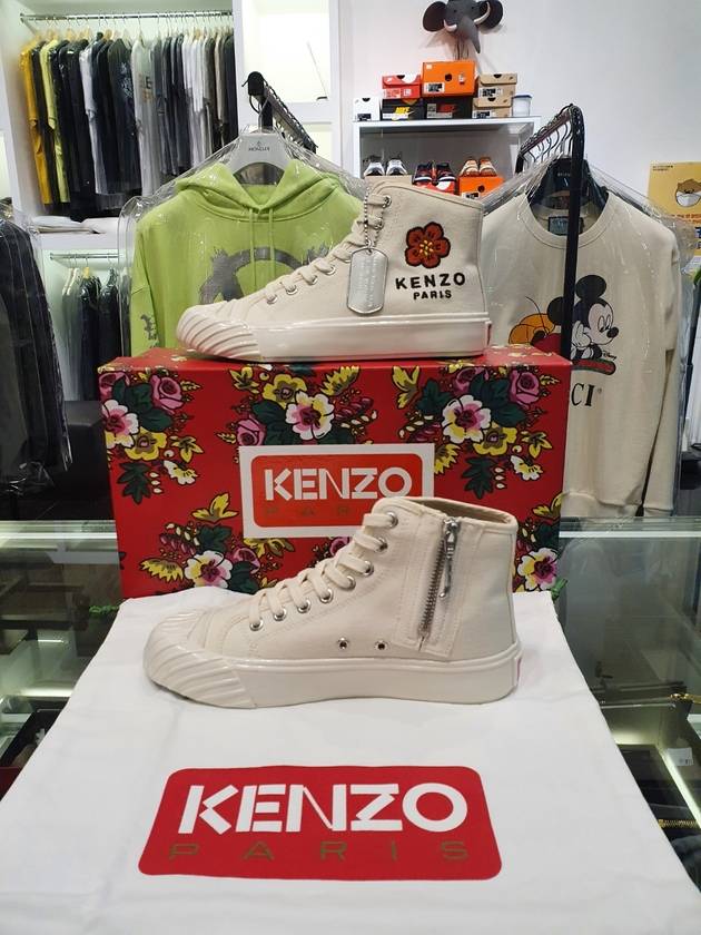 high top sneakers ivory - KENZO - BALAAN.