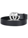 GG Marmont Double Buckle Belt Black Silver - GUCCI - BALAAN 3