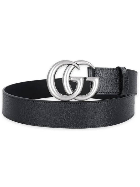 GG Marmont Double Buckle Belt Black Silver - GUCCI - BALAAN 2