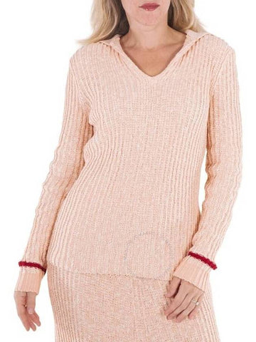 Jil Sander Ladies Ribbed-Knit V-Neck Sweater, Brand Size 34 (US Size 2) - JIL SANDER - BALAAN 1