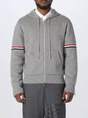 Cotton Milano Armband Zip Up Hoodie Light Grey - THOM BROWNE - BALAAN 5