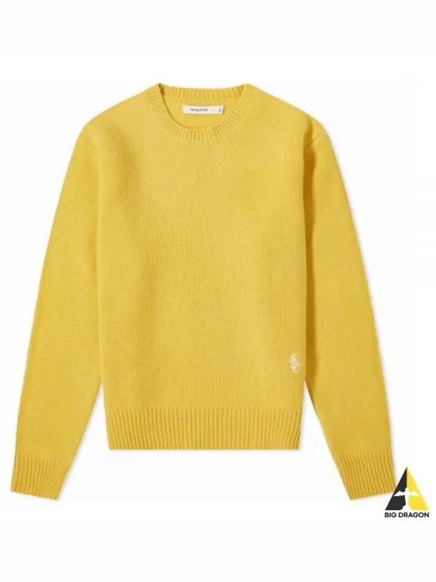 Embroidered Logo Crew Neck Wool Knit Top Yellow - SPORTY & RICH - BALAAN 2