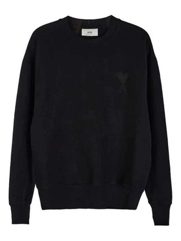 Tone On Tone Big Heart Logo Sweatshirt Black - AMI - BALAAN 2