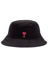 De Coeur Embroidery Bucket Hat Black - AMI - BALAAN 2