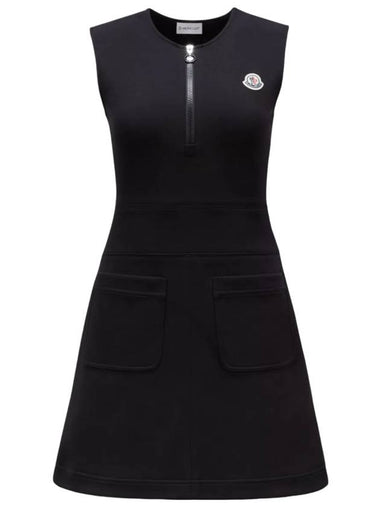 Moncler Half Zip-up Cotton Blend Short Dress Black - MONCLER - BALAAN 1