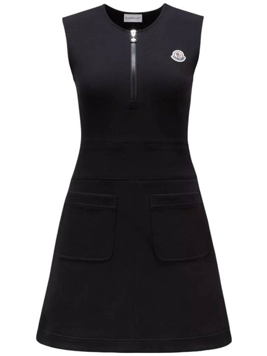 Moncler Half Zip-up Cotton Blend Short Dress Black - MONCLER - BALAAN 1