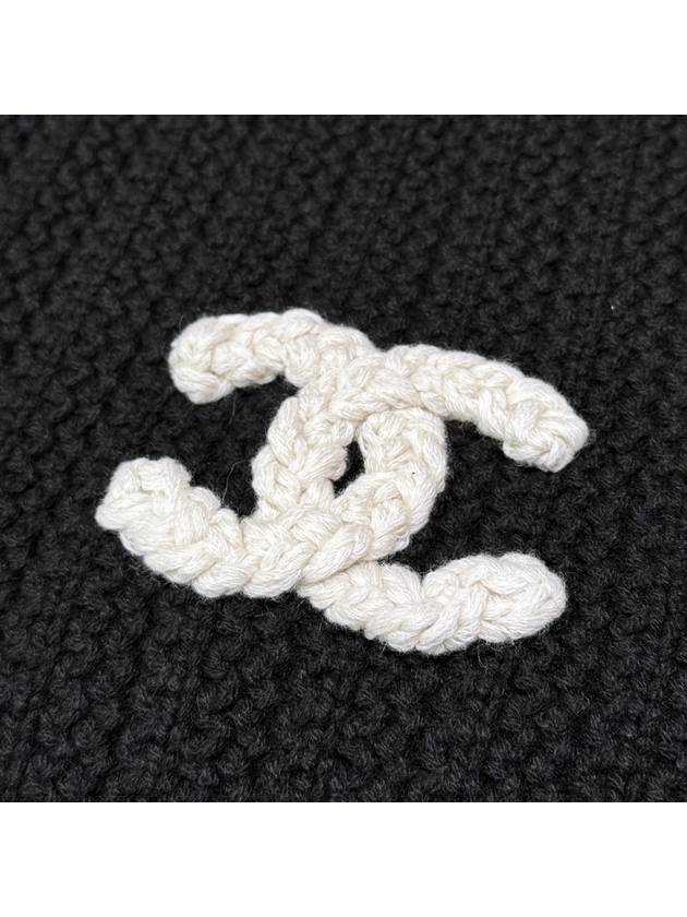 Muffler Cashmere Knitted CC Logo Black - CHANEL - BALAAN 3