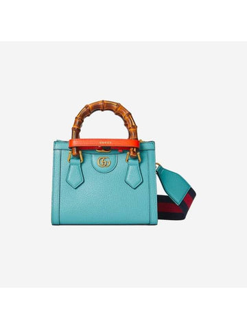 Diana Bamboo Handle Mini Leather Tote Bag Light Blue - GUCCI - BALAAN 1