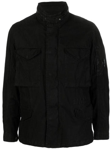 Cotton Blend Lens Wapen Zip-Up Jacket Black - CP COMPANY - BALAAN 1