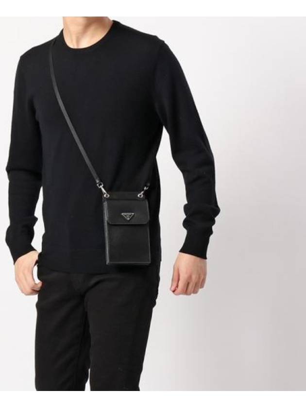 Saffiano Phone Case Strap Cross Bag Black - PRADA - BALAAN 8