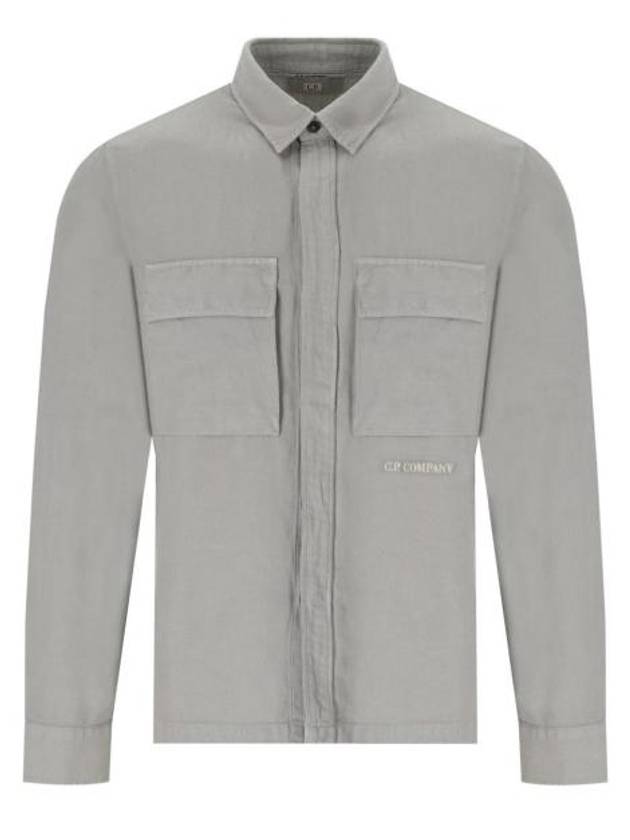 Broken Linen Cotton Long Sleeve Shirt Grey - CP COMPANY - BALAAN 2