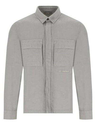 Broken Linen Cotton Long Sleeve Shirt Grey - CP COMPANY - BALAAN 2