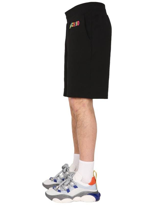 Multicolor Logo Bermuda Shorts Black - MOSCHINO - BALAAN 4