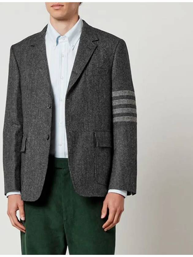 Donegal Tweed 4 Bar Single Breasted Blazer Jacket Grey - THOM BROWNE - BALAAN 3