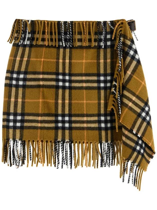 Check Wool Cashmere A-Line Skirt Oxide - BURBERRY - BALAAN 2