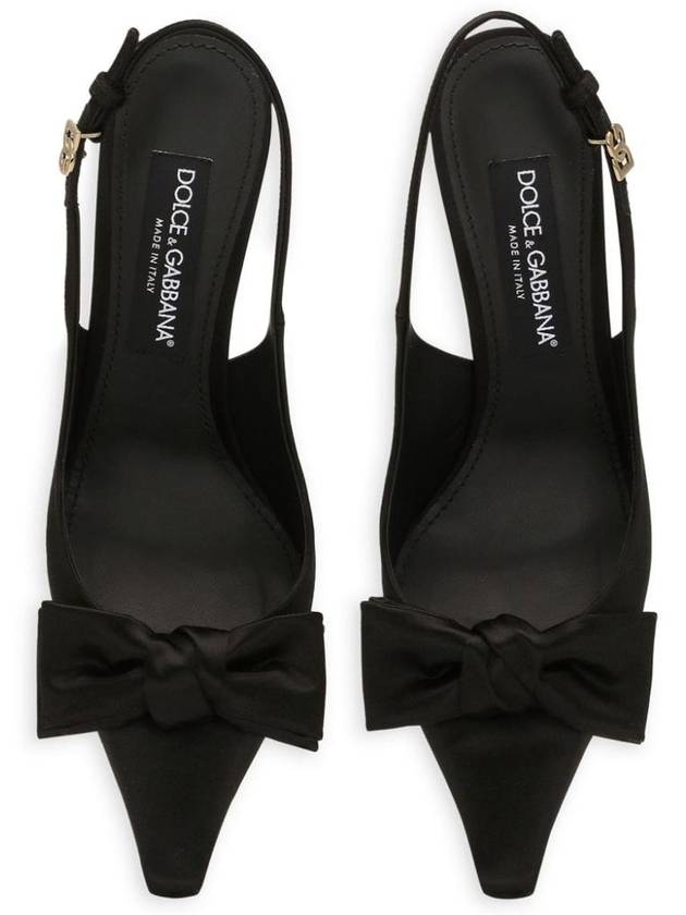 Bow Detail Satin Slingback Heel Black - DOLCE&GABBANA - BALAAN 4