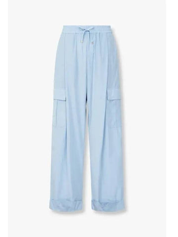 Women s One Tuck String Cargo Pants Light Blue - HERNO - BALAAN 1