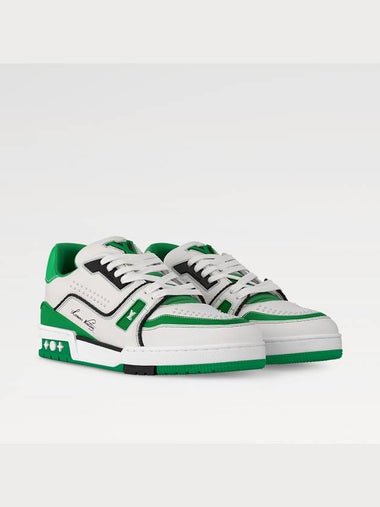 Men s LV Trainer Sneakers Green Virgil Abloh - LOUIS VUITTON - BALAAN 1