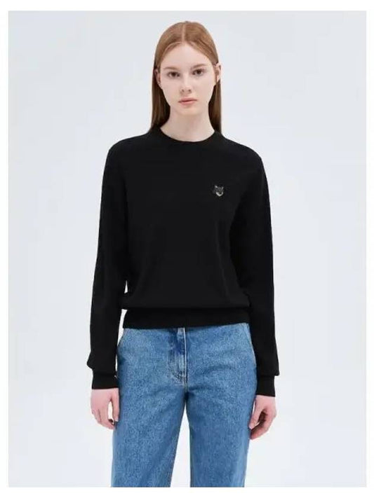 Women s Foxhead Patch Regular Sweatshirt Jumper Black Domestic Product - MAISON KITSUNE - BALAAN 1