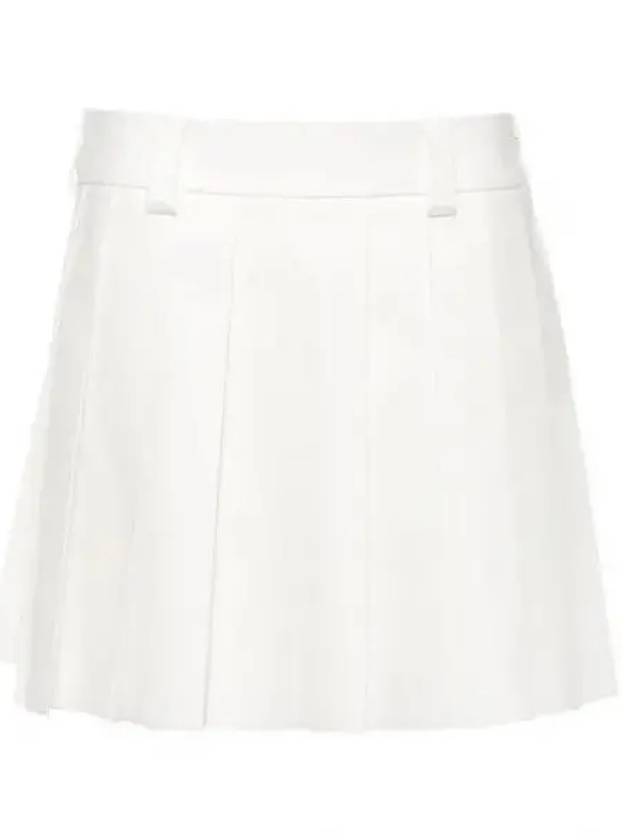 Mini Cotton Pleated Skirt White - MIU MIU - BALAAN 2