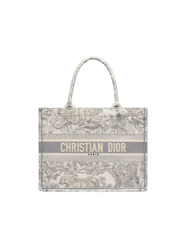 Toile De Jouy Embroidery Medium Book Tote Bag Ecru Grey - DIOR - BALAAN 1