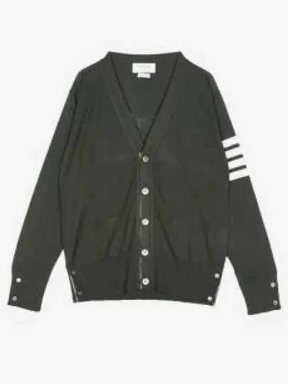 Men's Sustainable Classic Diagonal Wool Cardigan Dark Green - THOM BROWNE - BALAAN 2