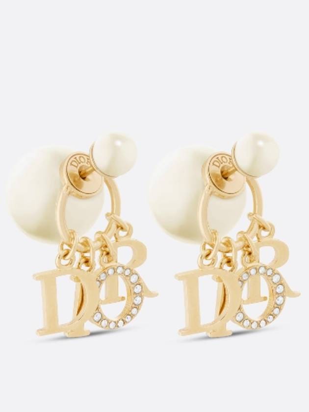 Tribales White Resin Pearls Crystals Earrings Gold - DIOR - BALAAN 2