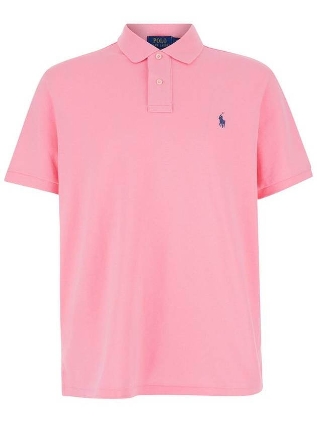 Men's Blue Embroidered Logo Polo Shirt Light Pink - POLO RALPH LAUREN - BALAAN 2