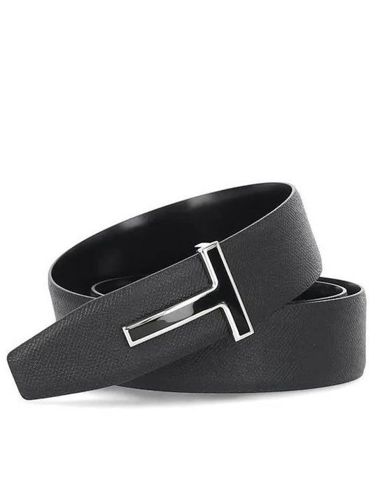 T-Buckle Reversible Leather Belt Black - TOM FORD - BALAAN 2