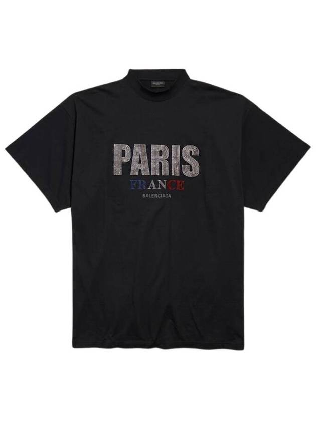 Paris Strass Oversized Short Sleeve T-Shirt Black - BALENCIAGA - BALAAN 1