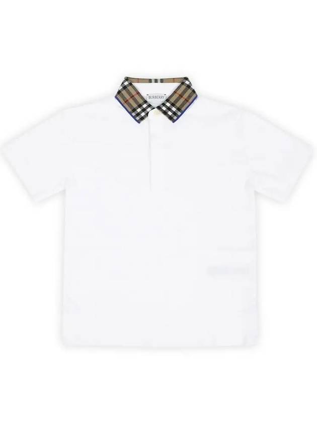 Kids Vintage Check Collar Short Sleeve Polo Shirt White - BURBERRY - BALAAN 2