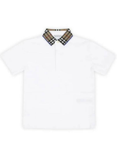 Kids Vintage Check Collar Short Sleeve Polo Shirt White - BURBERRY - BALAAN 2