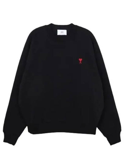 Small Heart Logo Sweatshirt Black - AMI - BALAAN 2