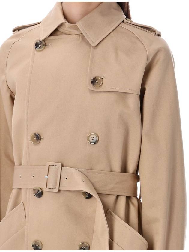 Greta Double Breasted Cotton Trench Coat Beige - A.P.C. - BALAAN 4