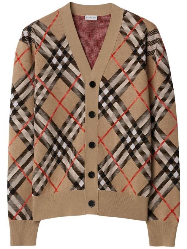 Check Wool Mohair Blend Cardigan Sand - BURBERRY - BALAAN 2