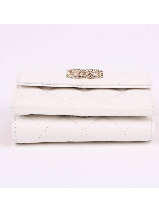 Caviar new logo white flap half wallet - CHANEL - BALAAN 6